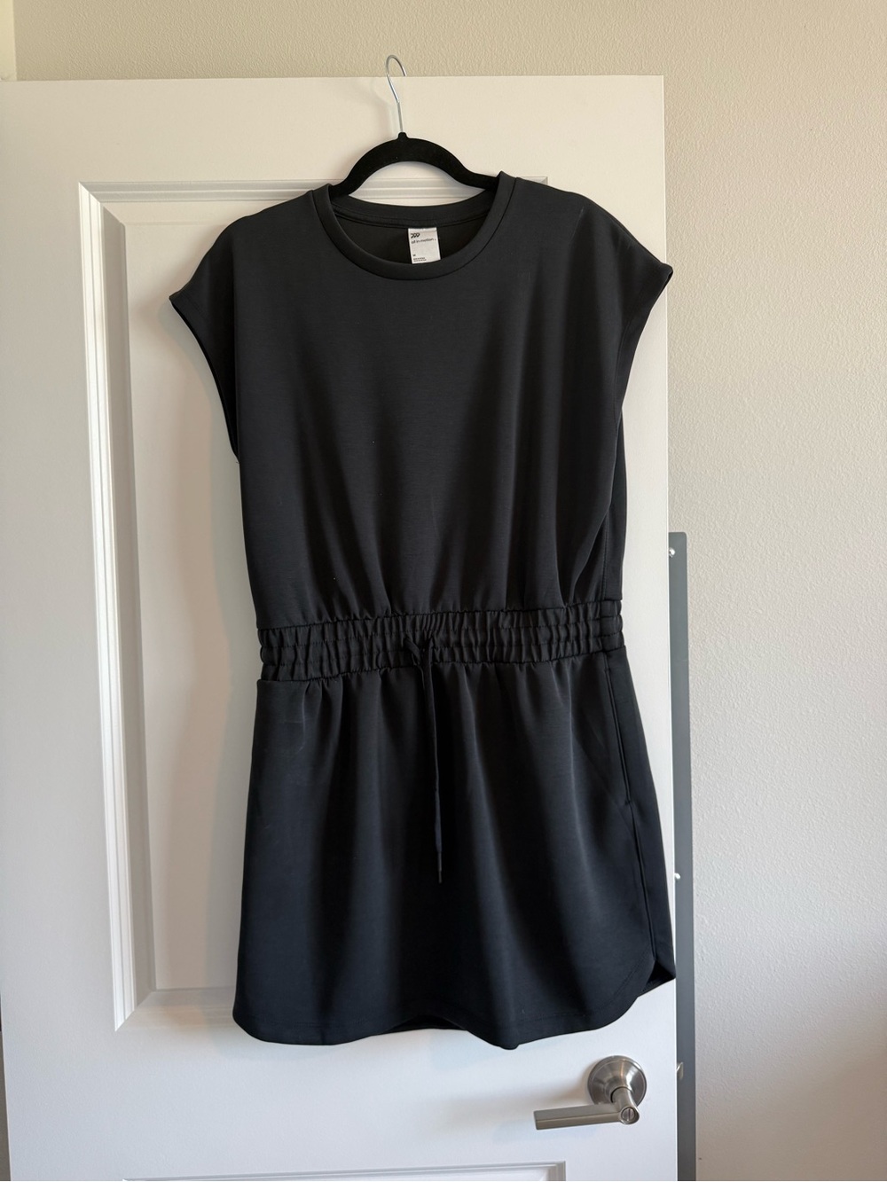 all in motion Black Drawstring Waist Mini Dress